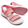 image:imageDREAM PAIRS Womens Walking Sandals Lightweight Soft Footbed Low Wedge Comfort Indoor Outdoor Flat SandalsRed