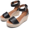 image:imageDREAM PAIRS Womens Wedge Sandals Open Toe Espadrilles Sandals Comfortable Dressy Ankle Strap Platform Sandals Suitable for Work Beach Summer ShoesBlack