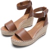 image:imageDREAM PAIRS Womens Wedge Sandals Open Toe Espadrilles Sandals Comfortable Dressy Ankle Strap Platform Sandals Suitable for Work Beach Summer ShoesBrown