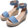 image:imageDREAM PAIRS Womens Wedge Sandals Open Toe Espadrilles Sandals Comfortable Dressy Ankle Strap Platform Sandals Suitable for Work Beach Summer ShoesDenim Blue