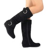 image:imageDREAM PAIRS Womens Wide Calf Knee High Boots FurLined Low Hidden Wedge BootsBlackSuede