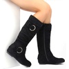 image:imageDREAM PAIRS Womens Wide Calf Knee High Boots FurLined Low Hidden Wedge BootsBlackSuede