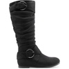 image:imageDREAM PAIRS Womens Wide Calf Knee High Boots FurLined Low Hidden Wedge BootsBlackSuede