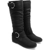 image:imageDREAM PAIRS Womens Wide Calf Knee High Boots FurLined Low Hidden Wedge BootsBlackSuede