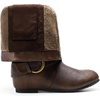 image:imageDREAM PAIRS Womens Wide Calf Knee High Boots FurLined Low Hidden Wedge BootsBrown