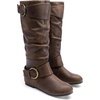 image:imageDREAM PAIRS Womens Wide Calf Knee High Boots FurLined Low Hidden Wedge BootsBrown