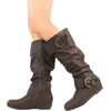 image:imageDREAM PAIRS Womens Wide Calf Knee High Boots FurLined Low Hidden Wedge BootsBrown