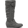 image:imageDREAM PAIRS Womens Wide Calf Knee High Boots FurLined Low Hidden Wedge BootsGrey SuedeWide Calf