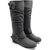 image:imageDREAM PAIRS Womens Wide Calf Knee High Boots FurLined Low Hidden Wedge BootsGrey SuedeWide Calf