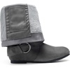 image:imageDREAM PAIRS Womens Wide Calf Knee High Boots FurLined Low Hidden Wedge BootsGrey SuedeWide Calf