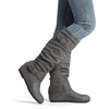 image:imageDREAM PAIRS Womens Wide Calf Knee High Boots FurLined Low Hidden Wedge BootsGrey SuedeWide Calf