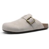 image:imageDREAM PAIRS Clogs for Women Suede Mules Wide Toe Shoes Wide Width Slip On Comfortable Clogs with Lightweight Soft Footbed AntiSlip Outsole Arch SupportGrey