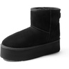 image:imageDREAM PAIRS Genuine Suede Classic Platform Boots for Women Water Resistant FuzzyClassic Ankle Winter Snow Low Boots with DIY Bows Faux Fur Lining Memory Foam AntiSlipBlack