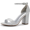 image:imageDREAM PAIRS Heels for Women Chunky Block Heel Open Toe Ankle Strap 35 Inch Heeled Sandals for Party Date WeddingSilver