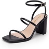 image:imageDREAM PAIRS Women Heels Chunky Square Open Toe Strappy Ankle Strap Block High Heeled Sandals for Dressy Wedding Comfortable ShoesBlack