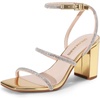 image:imageDREAM PAIRS Women Heels Chunky Square Open Toe Strappy Ankle Strap Block High Heeled Sandals for Dressy Wedding Comfortable ShoesGoldrhinestone
