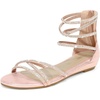 image:imageDREAM PAIRS Womens Ankle Strap Flat Sandals Summer Dressy Strappy Gladiator Rhinestones SandalsChampagne