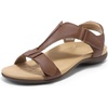 image:imageDREAM PAIRS Womens Arch Support TStrap Orthopedic Flat SandalsBrown