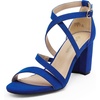 image:imageDREAM PAIRS Womens Block Chunky Heels Sandals Open Toe Ankle Strappy Comfortable Dressy Sandals for Bridal Wedding Prom Party with Adjustable Cross StrapRoyalBlueSuede