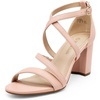 image:imageDREAM PAIRS Womens Block Chunky Heels Sandals Open Toe Ankle Strappy Comfortable Dressy Sandals for Bridal Wedding Prom Party with Adjustable Cross StrapBlushPu