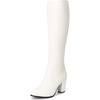 image:imageDREAM PAIRS Womens Chunky Heel Knee High BootsWhitePu