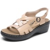 image:imageDREAM PAIRS Womens Comfortable Arch Support Wedge Sandals Open Toe Summer Walking ShoeNude