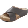 image:imageDREAM PAIRS Womens Cork Slide Sandals Slip On Open Toe Cute Platform Cross Flat Sandals For SummerBrownPu
