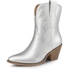 image:imageDREAM PAIRS Womens Cowboy Ankle Boots Western Booties Low Heel Pointed Toe Cowgirl BootsSilver