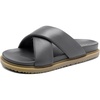 image:imageDREAM PAIRS Womens Crisscross Open Toe Slide Sandals Flat Comfort Slip on SandalsGreypu