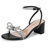 image:imageDREAM PAIRS Womens Double Bowknots Crystal Sandals Low Chunky Heels Clear Slingback Dress Shoes for Wedding Bridal PartyBlack