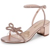 image:imageDREAM PAIRS Womens Double Bowknots Crystal Sandals Low Chunky Heels Clear Slingback Dress Shoes for Wedding Bridal PartyChampagne