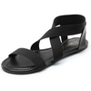 image:imageDREAM PAIRS Womens Elastic Ankle Strap Flat Sandals Summer Dressy Shoes Cute Strappy Gladiator SandalsAll Blackelastic