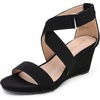 image:imageDREAM PAIRS Womens Elastic Ankle Strap Wedge SandalsBlackNubuck