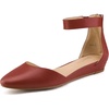 image:imageDREAM PAIRS Womens Low Wedge Pointed Toe Ankle Strap Dress Comfortable Casual Flats Shoes for Prom Party WeddingRedPu