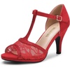 image:imageDREAM PAIRS Womens Open Toe Kitten Heel SandalsRedsuede