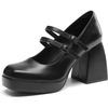 image:imageDREAM PAIRS Womens Platform Mary Jane High Chunky Closed Toe Heels Block Square Toe Double Strap Dress Pumps Fashion Party Y2K ShoesBlackpu