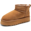 image:imageDREAM PAIRS Womens Platform Winter Snow Boots Genuine Suede Water Resistant Mini Ankle Boots Stable Lightweight Booties AntiSlip with Memory Foam Outdoor FuzzyChestnut