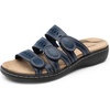 image:imageDREAM PAIRS Womens Slide Sandals Comfortable Arch Support Casual Walking Sandals Adjustable Straps Slip On Low Wedge Flat SandalsNavy