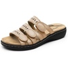 image:imageDREAM PAIRS Womens Slide Sandals Comfortable Arch Support Casual Walking Sandals Adjustable Straps Slip On Low Wedge Flat SandalsNude