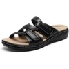 image:imageDREAM PAIRS Womens Slides Arch Support Slip on Flat Sandals Wide Plantar Fasciitis Soft Cushion Slippers With Adjustable StrapsBlack
