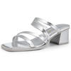 image:imageDREAM PAIRS Womens Strappy Heels Block Open Toe Low Heel Chunky Mules Sandals Dress ShoesSilvermetallic