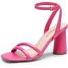 image:imageDREAM PAIRS Womens Strappy Round Heels Open Square Toe Ankle Strap Party Sandals Dress ShoesHot Pinkpu