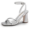 image:imageDREAM PAIRS Womens Strappy Round Heels Open Square Toe Ankle Strap Party Sandals Dress ShoesSilverpu