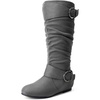 image:imageDREAM PAIRS Womens Wide Calf Knee High Boots FurLined Low Hidden Wedge BootsGrey SuedeWide Calf