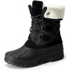 image:imageDREAM PAIRS Womens Winter Snow Duck BootsWaterproof Mid Calf AntiSlip Stability Lace Up Faux Fur Lining Warm Cozy Boots Outdoor Supportive InsoleBlack