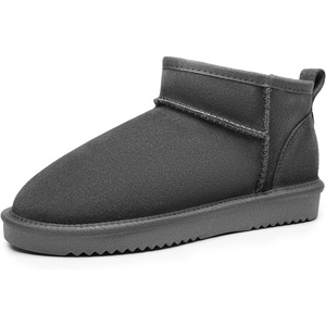 image:imageDREAM PAIRS Ankle Winter Mini Boots for Women Genuine Suede Faux Fur Lining Water Resistant Warm Snow Boots Slip On Memory Foam Comfort Booties FuzzyClassicGrey