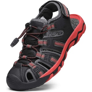 image:imageDREAM PAIRS Boys Girls Summer Outdoor Athletic Sport Sandals Walking Water Hiking Hook and Loop Adjustable Multicolor for ToddlerLittleBig KidsBlackGreyRed