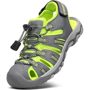 image:imageDREAM PAIRS Boys Girls Summer Outdoor Athletic Sport Sandals Walking Water Hiking Hook and Loop Adjustable Multicolor for ToddlerLittleBig KidsGreyNeonGreen