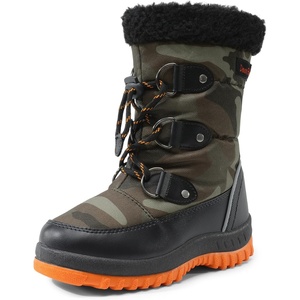 image:imageDREAM PAIRS Boys Snow Boots Camouflage Slip Resistant Faux Fur Lined Winter Shoes for LittleBig KidCamoOrange