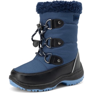 image:imageDREAM PAIRS Boys Snow Boots Camouflage Slip Resistant Faux Fur Lined Winter Shoes for LittleBig KidDark Blue